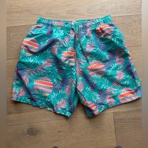 Boardies Apparel Men’s Swim Trunks Medium Tropical Palm Print Lined Shorts